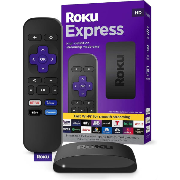 Roku Express | HD Roku Streaming Device with Standard Remote (no TV controls)