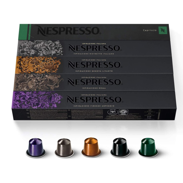 Nespresso Capsules OriginalLine, Ispirazione Variety Pack, Medium & Dark Roast Espresso Coffee, 50 Count Espresso Coffee Pods, Brews 1.35oz