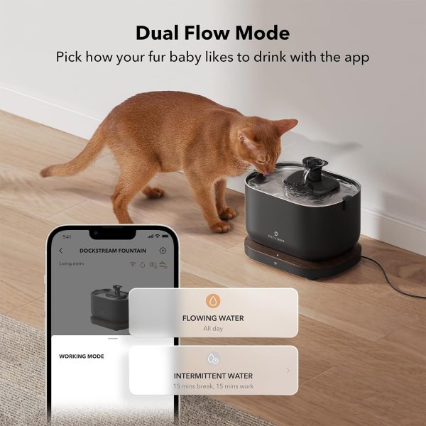 PETLIBRO App Monitoring Cat Water Fountain with Wireless Pump, 2.5L/84oz Dockstream Pet Water Fountain for Cats Inside, Automatic Cat Water Dispenser with 2.4GHz Wi-Fi, Smart Fountain, App Control - Image 4