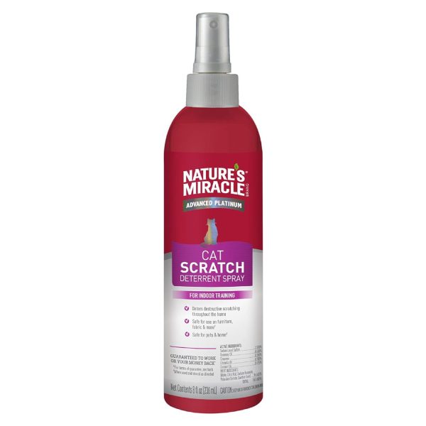 Nature's Miracle Advanced Platinum Cat Scratch Deterrent Spray, 8 Ounces, Discourages Destructive Scratching