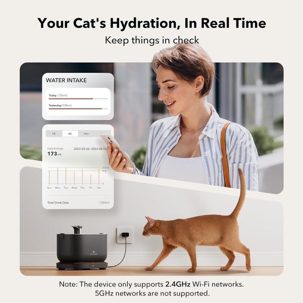 PETLIBRO App Monitoring Cat Water Fountain with Wireless Pump, 2.5L/84oz Dockstream Pet Water Fountain for Cats Inside, Automatic Cat Water Dispenser with 2.4GHz Wi-Fi, Smart Fountain, App Control - Image 8