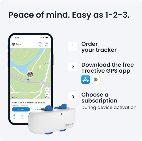 Tractive GPS Tracker for Dogs - Waterproof, GPS Location & Smart Pet Activity Tracker, Unlimited Range, Works with Any Collar (White) - Image 2