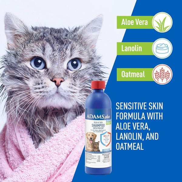 Adams Plus Flea & Tick Shampoo with Precor for Cats, Kittens, Dogs & Puppies Over 12 Weeks Of Age Sensitive Skin Flea Treatment | Kills Adult Fleas, Flea Eggs, Ticks, and Lice| 12 Ounces - Image 7