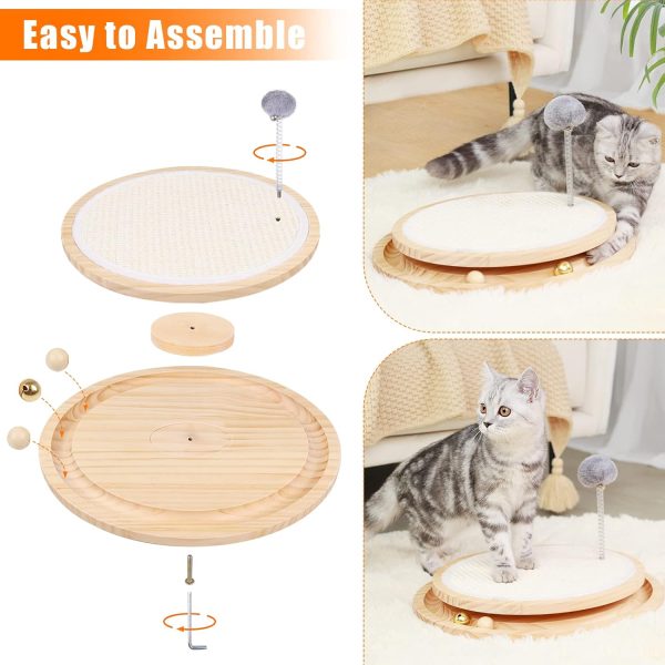 Cat Scratcher, Cat Natural Sisal Scratching Pad, Kitten Interactive Toy with Ball Track Spring Ball for Chasing Hunting Mental Physical Exercise Puzzle - Image 3