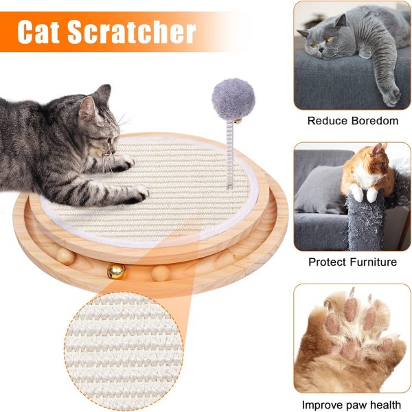 Cat Scratcher, Cat Natural Sisal Scratching Pad, Kitten Interactive Toy with Ball Track Spring Ball for Chasing Hunting Mental Physical Exercise Puzzle - Image 6