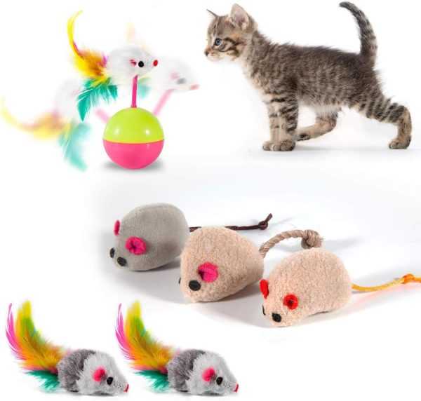 MIBOTE 28Pcs Cat Toys Kitten Toys Assorted, Cat Tunnel Catnip Fish Feather Teaser Wand Fish Fluffy Mouse Mice Balls and Bells Toys for Indoor Cat Puppy Kitty Interactive Cat Toy Set - Image 3