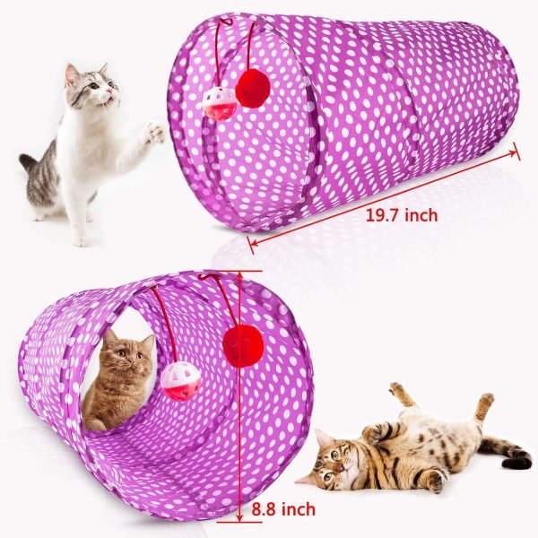 MIBOTE 28Pcs Cat Toys Kitten Toys Assorted, Cat Tunnel Catnip Fish Feather Teaser Wand Fish Fluffy Mouse Mice Balls and Bells Toys for Indoor Cat Puppy Kitty Interactive Cat Toy Set - Image 5