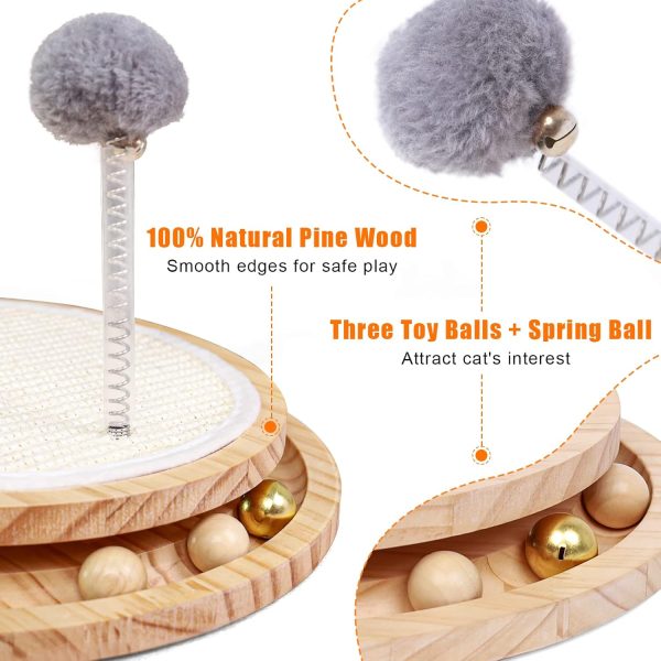 Cat Scratcher, Cat Natural Sisal Scratching Pad, Kitten Interactive Toy with Ball Track Spring Ball for Chasing Hunting Mental Physical Exercise Puzzle - Image 4