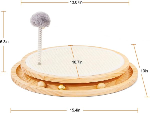 Cat Scratcher, Cat Natural Sisal Scratching Pad, Kitten Interactive Toy with Ball Track Spring Ball for Chasing Hunting Mental Physical Exercise Puzzle - Image 2